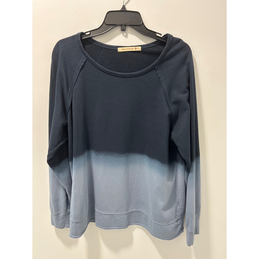 Wearables Blue Ombre Raglan Soft Comfortable Sweatshirt Pullover Size L 13958W